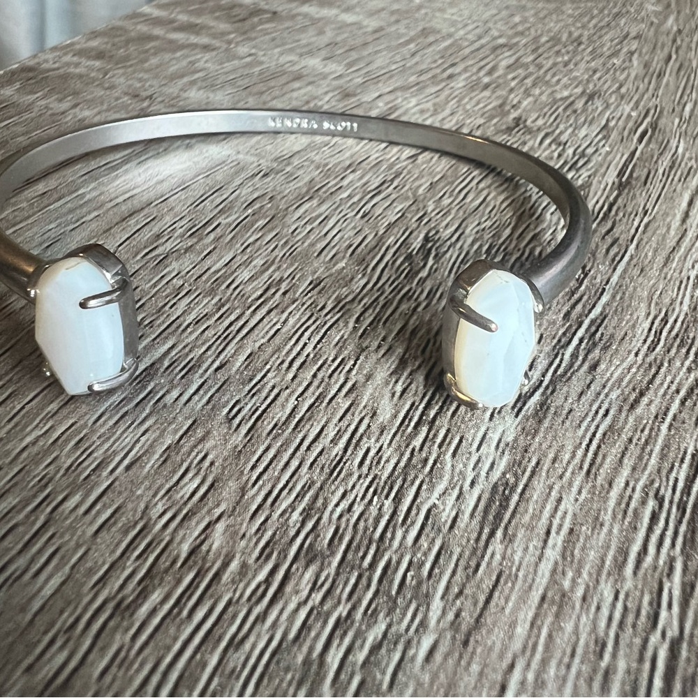 Kendra Scott signed silver Cuff Bracelet with White Stones - Picture 12 of 12
